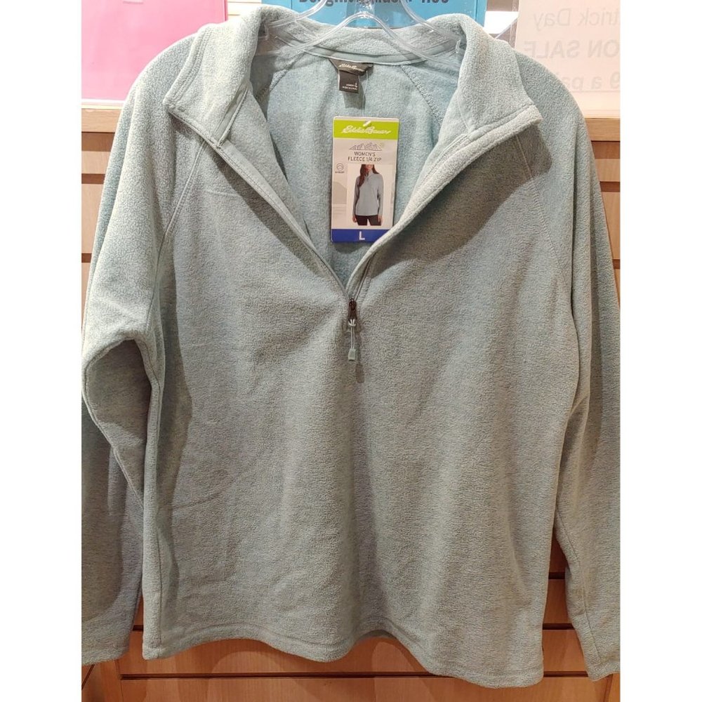 Eddie Bauer Womens Mock Neck Fleece Quarter Zip Pullover--Sea Blue - Picture 5 of 8
